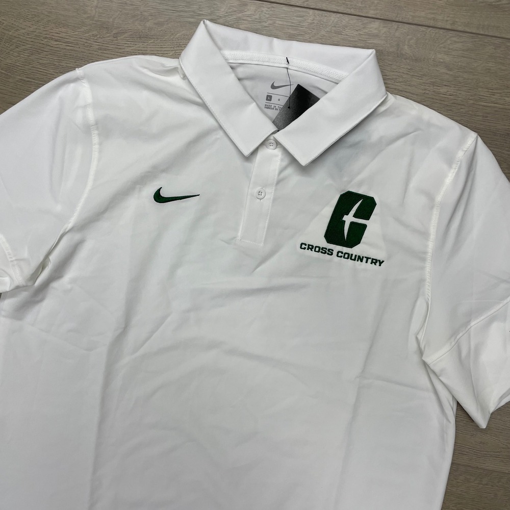 Nike UNC Charlotte XC Polo Shirt Mens Large White Cross Country NWT Preppy